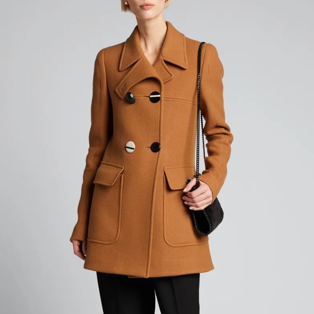 Stella McCartney Nyla Double Breasted Wool Coat – Camel – IT 38